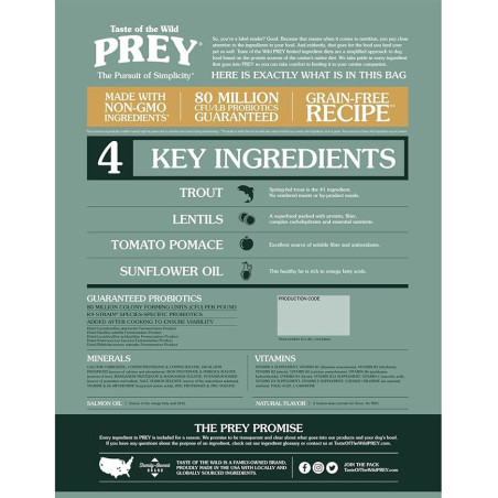 Taste Of The Wild Prey Trout Truch Perros Adultos 1kg Nuevo