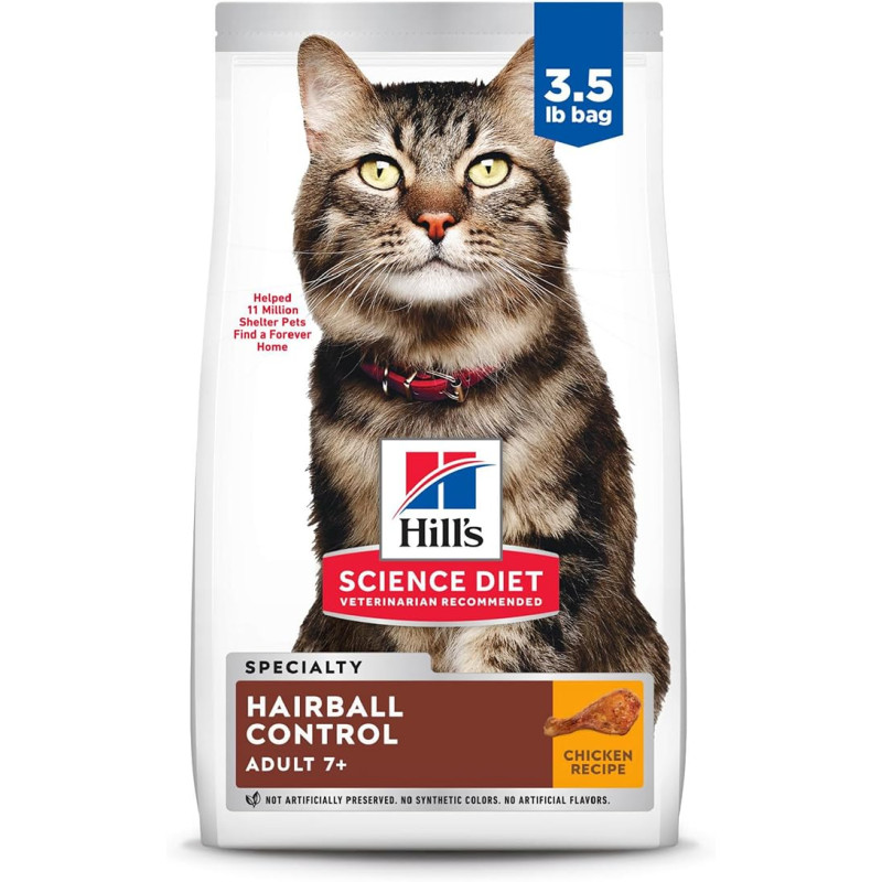 HILLS GATO HAIRBALL CONTROL 7+ 3.5LB BOLA PELOS